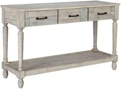 Signature Design By Ashley Shawnalore Farmhouse Solid Pine Wood End Table, Weatherworn White Finish -Best Furniture Store 41ZNCTkbsqL. AC