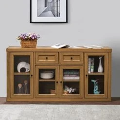 Furduzz Kitchen Sideboard 52” Buffet Cabinet With Glass Doors, 3 Drawers And Display Shelves,Wooden Coffee Bar Cupboard Server Console Table Floor Cabinet For Home Dining Room Living Room Storage,Gray 17 Furduzz Kitchen Sideboard 52” Buffet Cabinet With Glass Doors, 3 Drawers And Display Shelves,Wooden Coffee Bar Cupboard Server Console Table Floor Cabinet For Home Dining Room Living Room Storage,Gray -Best Furniture Store 41ZbTDsSwvL. AC