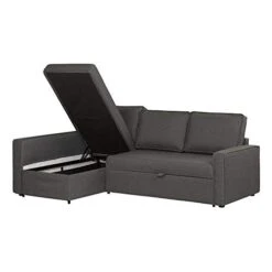 South Shore Live-It Cozy Interchangeable Sectional Sofa-Bed With Ottoman, Charcoal Gray -Best Furniture Store 41ZeiXACrRL
