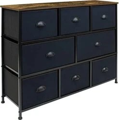 Dresser With 8 Drawers - Furniture Storage Chest For Kids Clothing Organization, Bedroom, Hallway, Closet, Office - Steel Iron Frame, Rustic Farmhouse Wood Top, Fabric Bins (White) -Best Furniture Store 41ZhvnMOm6S. AC