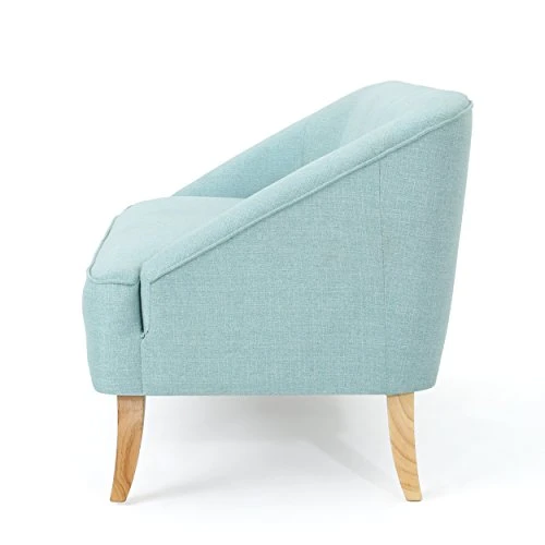 Christopher Knight Home Justus Mid-Century Modern Fabric Loveseat, Light Blue / Natural 5 Christopher Knight Home Justus Mid-Century Modern Fabric Loveseat, Light Blue / Natural - Image 5