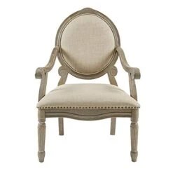 Madison Park Brentwood Accent Chairs-Birch Hardwood, Hand Carved Scroll Design Living Armchair Modern Classic Style Family Room Sofa Furniture Bedroom Lounge, Medium, Beige -Best Furniture Store 41Zlc5CieiL