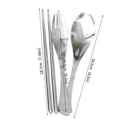 Portable Cutlery Set 3Pcs Stainless Steel Knife Fork Spoon Family Travel Camping Cutlery Table Runner Black Woven (Light Blue, One Size)