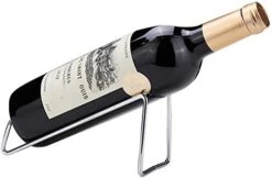 Ibnotuiy Set Of 2 Metal Tabletop Single Bottle Wine Rack Minimalist Wine Holder (Silver) -Best Furniture Store 41ZwztO6PTL. AC