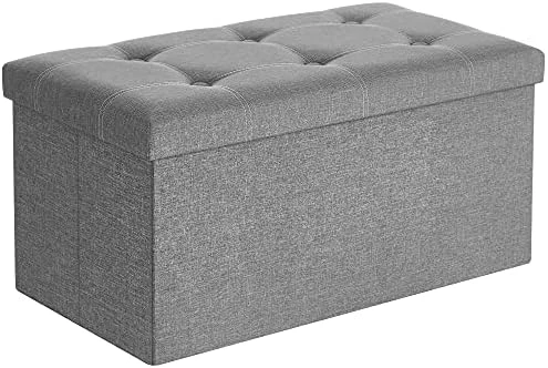 SONGMICS Ottoman Storage Bench, 21 Gal. Folding Chest With Breathable Linen-Look Fabric, Holds 660 Lb, For Entryway, Living Room, Bedroom, Light Gray ULSF001G02 6 SONGMICS Ottoman Storage Bench, 21 Gal. Folding Chest With Breathable Linen-Look Fabric, Holds 660 Lb, For Entryway, Living Room, Bedroom, Light Gray ULSF001G02 - Image 6