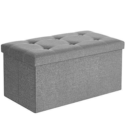 SONGMICS Ottoman Storage Bench, 21 Gal. Folding Chest With Breathable Linen-Look Fabric, Holds 660 Lb, For Entryway, Living Room, Bedroom, Light Gray ULSF001G02 1 SONGMICS Ottoman Storage Bench, 21 Gal. Folding Chest With Breathable Linen-Look Fabric, Holds 660 Lb, For Entryway, Living Room, Bedroom, Light Gray ULSF001G02