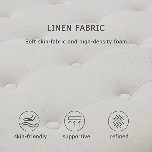 Tbfit Large Square Storage Ottoman Bench, Tufted Upholstered Coffee Table Ottoman With Storage, Oversized Storage Ottomans Toy Box Footrest For Living Room, Cream Beige 5 Tbfit Large Square Storage Ottoman Bench, Tufted Upholstered Coffee Table Ottoman With Storage, Oversized Storage Ottomans Toy Box Footrest For Living Room, Cream Beige - Image 5