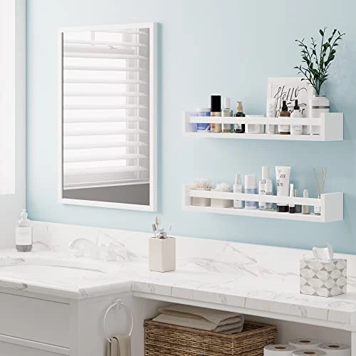 Wallniture Utah 24" Bookshelf For Kids Room Decor, White Floating Shelves For Kitchen, Bathroom Storage Set Of 2 5 Wallniture Utah 24" Bookshelf For Kids Room Decor, White Floating Shelves For Kitchen, Bathroom Storage Set Of 2 - Image 5