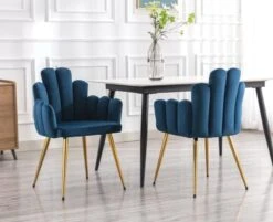 CIMOTA Black Dining Chairs Set Of 2 Velvet Upholstered Comfy Living Room Chairs Modern Finger Shape Back Vanity Chair With Arms For Makeup Room/Bedroom, 2PCS -Best Furniture Store 41aJiXo0p3L. AC