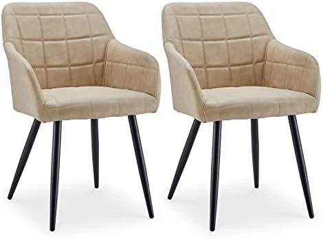 CLIPOP Upholstered Modern Dining Chair Set Of 4, Faux Leather Kitchen Armchair With Padded Seat, Armrest, Heavy Duty Metal Leg, Leisure Side Chair For Living Room Lounge Cafe, Light Grey 7 CLIPOP Upholstered Modern Dining Chair Set Of 4, Faux Leather Kitchen Armchair With Padded Seat, Armrest, Heavy Duty Metal Leg, Leisure Side Chair For Living Room Lounge Cafe, Light Grey - Image 7