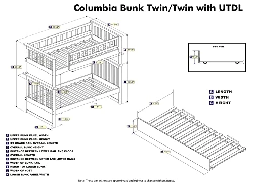 AFI, Columbia Ladder Bunk Bed, Twin Over Twin With Twin Size Trundle And Attachable USB Charger, Walnut 3 AFI, Columbia Ladder Bunk Bed, Twin Over Twin With Twin Size Trundle And Attachable USB Charger, Walnut - Image 3