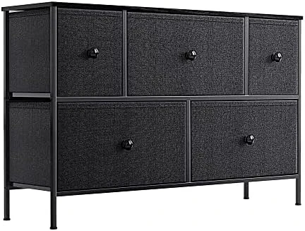 6 Drawer Dresser For Bedroom Chest Of Drawers Closets Storage Units Organizer Tower Steel Frame Wooden Top Living Room Entryway Office (Black Grey) YLZ6B4 7 6 Drawer Dresser For Bedroom Chest Of Drawers Closets Storage Units Organizer Tower Steel Frame Wooden Top Living Room Entryway Office (Black Grey) YLZ6B4 - Image 7