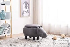 Home 2 Office Hippo Childrens Size Animal Storage Ottoman Furniture For Bedroom, Grey -Best Furniture Store 41aYJp1QIuL