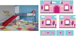 Junior Twin Metal Loft Bed With Slide, Multifunctional Design, White With White Slide -Best Furniture Store 41alWrAM3yL. AC