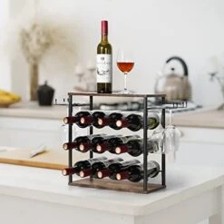 Melos Wine Rack, 12 Bottle Wine Holder Stand For Table, 3 Tier Freestanding Small Wine Rack Countertop, Wine Shelf For Cabinet, Home, Kitchen, Bar, Hotel, Restaurant, Brown 10 Melos Wine Rack, 12 Bottle Wine Holder Stand For Table, 3 Tier Freestanding Small Wine Rack Countertop, Wine Shelf For Cabinet, Home, Kitchen, Bar, Hotel, Restaurant, Brown -Best Furniture Store 41amWO92UIL