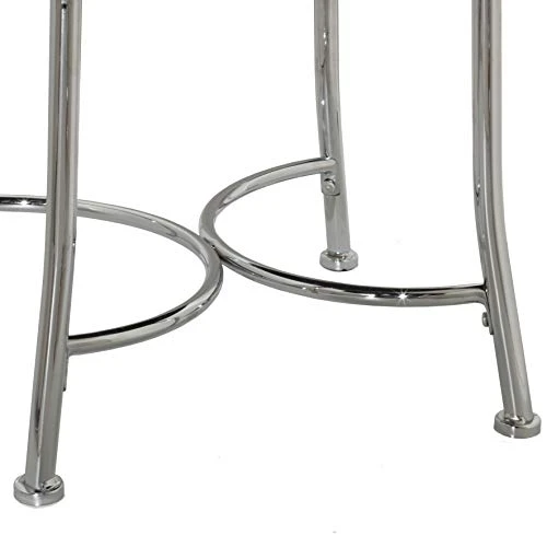 Furniture Glam Backless Diamond Band Vanity Stool, Chrome 4 Furniture Glam Backless Diamond Band Vanity Stool, Chrome - Image 4