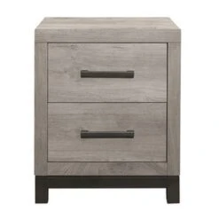 Benjara Adia 24 Inch Classic 2 Drawer Nightstand Metal Handles Rustic Gray Finish -Best Furniture Store 41auBmkR4FL
