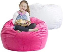 Stuffed Animal Storage Bean Bag Chair, Soft Velvet BeanBag Cover Only With Inner Liner For Organizing Plush Toys, Beans - Update The Old Beanbag Into A New Bean Bag Seat For Kids - 38" Extra Large -Best Furniture Store 41b0cFgsnlL. AC