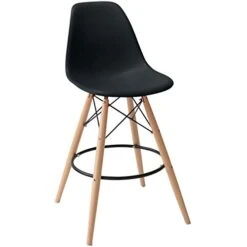 2xhome - Set Of Two (2) -Black- 25" Seat Height Molded Plastic Modern Counter Stools With Backs And Armless Natural Legs Wood Eiffel Legs Dowel-Leg 20 2xhome - Set Of Two (2) -Black- 25" Seat Height Molded Plastic Modern Counter Stools With Backs And Armless Natural Legs Wood Eiffel Legs Dowel-Leg -Best Furniture Store 41b1e25XOrL