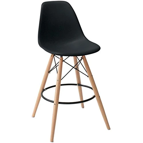 2xhome - Set Of Two (2) -Black- 25" Seat Height Molded Plastic Modern Counter Stools With Backs And Armless Natural Legs Wood Eiffel Legs Dowel-Leg 6 2xhome - Set Of Two (2) -Black- 25" Seat Height Molded Plastic Modern Counter Stools With Backs And Armless Natural Legs Wood Eiffel Legs Dowel-Leg - Image 6