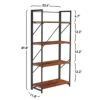 4 Tier Folding Bookshelf, Industrial Metal Book Shelf For Storage, Folding Bookcase For Organization And Storage, Rustic Wooden Metal Book Case For Living Room Office, 11.8 D X 23.6 W X 49.8 H Inches