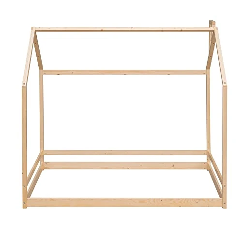 Lifeand Twin Size Wooden House Bed For Kids Teens,No Box Spring Required,Natural 4 Lifeand Twin Size Wooden House Bed For Kids Teens,No Box Spring Required,Natural - Image 4