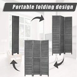 Room Dividers 3 Panel Partition Room Dividers 5.6 Ft Tall Privacy Wall Foldable Room Divider Privacy Screen Wood Screen Room Separator For Home Office Bedroom Restaurant , Gray