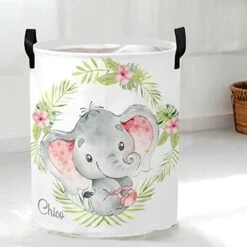 Personalized Custom Baby Elephant Blue Stars Collapsible Large Sized Clothes Hamper With Knitting Handles For Baby Girls Boys Kids Nursery Clothes Things -Best Furniture Store 41bIYQiMUYL. AC