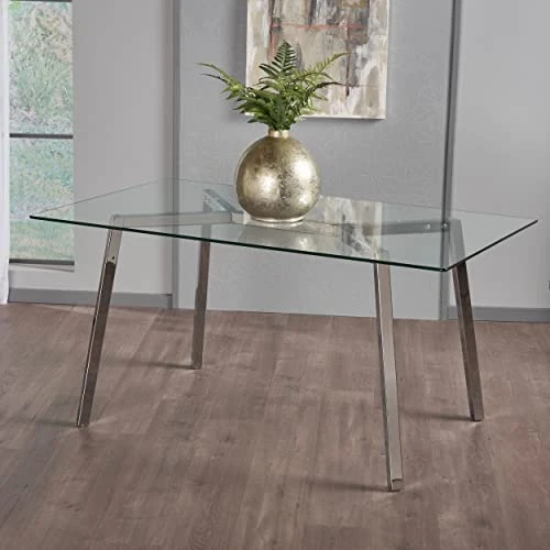 Christopher Knight Home Zavier Tempered Glass Dining Table, Clear / Chrome 2 Christopher Knight Home Zavier Tempered Glass Dining Table, Clear / Chrome - Image 2