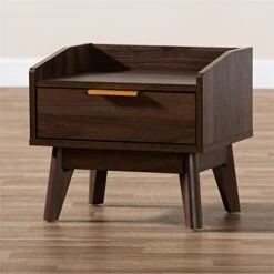 Baxton Studio Lena Mid-Century Modern Walnut Brown Finished 1-Drawer Wood Nightstand -Best Furniture Store 41bYEzSf93L