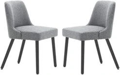 MINCETA Dining Chair,Morden Wood Leg Upholstered Kitchen Chair Set Of 2,PU In Cream White -Best Furniture Store 41bvaQ5NEML. AC