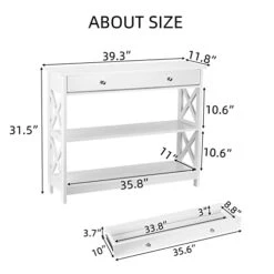 ZENODDLY Narrow Console Table With Drawers, Entryway Table With Storage, Entry Table Console Tables For Entryway Hallway Hall Living Room, 3 Tiers Classic X Design White Accent Table Sofa Tables -Best Furniture Store 41bxeEth9AL