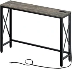 Rolanstar Console Table With 2 Outlets And 2 USB Ports, 39.4” Entryway Table With Metal Frame & X-Shaped Design, Narrow Sofa Table For Living Room And Hallway, Behind Couch Table, For Entryway, Foyer 14 Rolanstar Console Table With 2 Outlets And 2 USB Ports, 39.4” Entryway Table With Metal Frame & X-Shaped Design, Narrow Sofa Table For Living Room And Hallway, Behind Couch Table, For Entryway, Foyer -Best Furniture Store 41bzgek OFL. AC