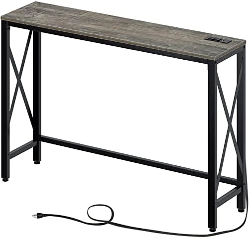 Rolanstar Console Table With 2 Outlets And 2 USB Ports, 39.4” Entryway Table With Metal Frame & X-Shaped Design, Narrow Sofa Table For Living Room And Hallway, Behind Couch Table, For Entryway, Foyer 5 Rolanstar Console Table With 2 Outlets And 2 USB Ports, 39.4” Entryway Table With Metal Frame & X-Shaped Design, Narrow Sofa Table For Living Room And Hallway, Behind Couch Table, For Entryway, Foyer - Image 5