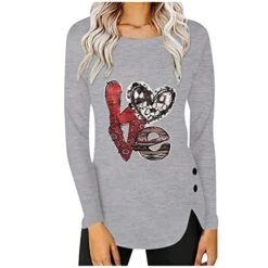 Long Sleeve Shirts For Women,Scoop Neck Fashion Letter Print Pullover Solid Color Basic Tops Slim Fit Tunic Tops