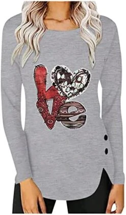 Long Sleeve Shirts For Women,Scoop Neck Fashion Letter Print Pullover Solid Color Basic Tops Slim Fit Tunic Tops -Best Furniture Store 41c0RlshXkL. AC