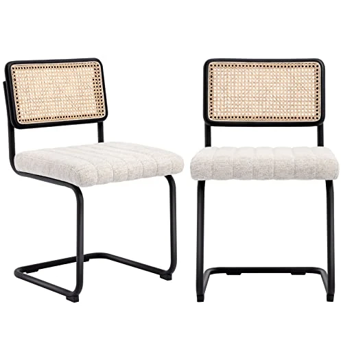 ONEVOG Rattan Dining Chair With Cane Backrest And Metal Frame, Set Of 2, Indoor Furniture For Kitchen, Living Room, Bedroom, Guest Room, Restaurant(Beige) 4 ONEVOG Rattan Dining Chair With Cane Backrest And Metal Frame, Set Of 2, Indoor Furniture For Kitchen, Living Room, Bedroom, Guest Room, Restaurant(Beige) - Image 4