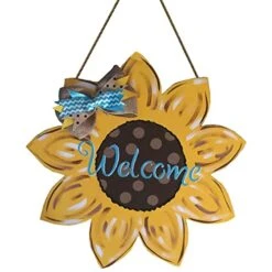 MatureGirl Wooden Listing Border New Creative Wall Decoration Wall Decoration Sunflower Summer Doorplate Farmhouse Christmas Decorations For The Home (Yellow, One Size)