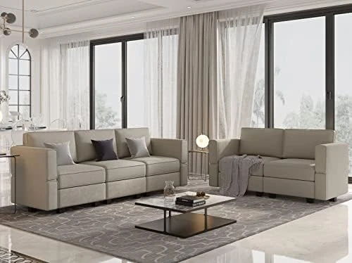 Belffin Sofa And Loveseat Set 2 Piece Furniture Sofa Set For Living Room Modular Sofa Couch Set With Storage Seats Grey 7 Belffin Sofa And Loveseat Set 2 Piece Furniture Sofa Set For Living Room Modular Sofa Couch Set With Storage Seats Grey - Image 7