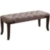 Roundhill Furniture Linon Fabric Tufted Bench, Brown