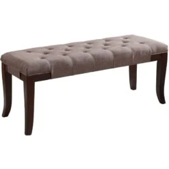 Roundhill Furniture Linon Fabric Tufted Bench, Brown