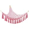 FDSF Stuffed Animal Toy Hammock Hanging- Boho Toy Hammock Organizer Stuffed Animal Storage Plush Toys Net Holder Pink