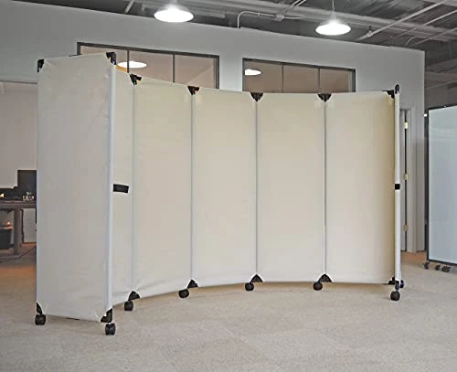 Versare MP10H Portable Folding Economical Partition | 5 Panels | Adjustable Widths | Freestanding Room Divider On Wheels | Beige 10' Wide X 6'10'' Tall 6 Versare MP10H Portable Folding Economical Partition | 5 Panels | Adjustable Widths | Freestanding Room Divider On Wheels | Beige 10' Wide X 6'10'' Tall - Image 6