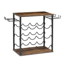 Melos Wine Rack, 12 Bottle Wine Holder Stand For Table, 3 Tier Freestanding Small Wine Rack Countertop, Wine Shelf For Cabinet, Home, Kitchen, Bar, Hotel, Restaurant, Brown 12 Melos Wine Rack, 12 Bottle Wine Holder Stand For Table, 3 Tier Freestanding Small Wine Rack Countertop, Wine Shelf For Cabinet, Home, Kitchen, Bar, Hotel, Restaurant, Brown -Best Furniture Store 41cSLdaIq6L