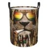 Large Laundry Hamper Collapsible Laundry Baskets Grunge Lion Portrait African Hippies Rock Dirty Clothes Hamper Waterproof Portable Storage Bin For Toy Organizer Nursery