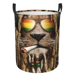 Large Laundry Hamper Collapsible Laundry Baskets Grunge Lion Portrait African Hippies Rock Dirty Clothes Hamper Waterproof Portable Storage Bin For Toy Organizer Nursery