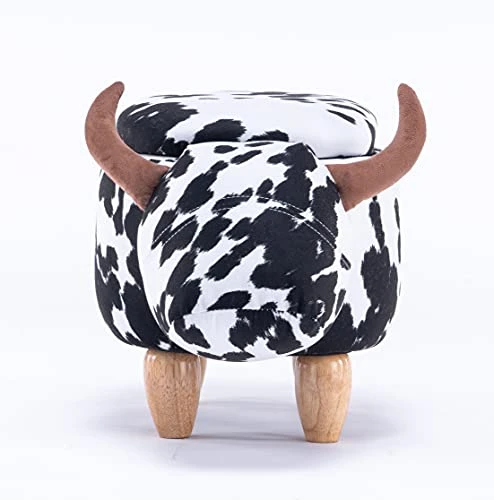 Home 2 Office Cow Ottoman For Kids' Bedroom, Playroom, Nursery, And Living Room, Animal Ottoman With Storage, Footstool For Kids, Black/White 2 Home 2 Office Cow Ottoman For Kids' Bedroom, Playroom, Nursery, And Living Room, Animal Ottoman With Storage, Footstool For Kids, Black/White - Image 2