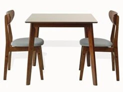 Wickerix Set Of 3 Dining Kitchen Square Table And 2 Yumiko Side Chairs Solid Wood W/Padded Seat Medium Brown 6 Wickerix Set Of 3 Dining Kitchen Square Table And 2 Yumiko Side Chairs Solid Wood W/Padded Seat Medium Brown -Best Furniture Store 41ctzU2xG6L