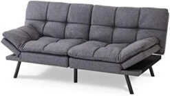 Fabric Futon Sofa Bed, Memory Foam Couch Convertible Loveseat, Sleeper Sofa Modern Futon Sets For Small Apartments, Compact Living Space, Office (Grey) -Best Furniture Store 41d1cogCgqL. AC