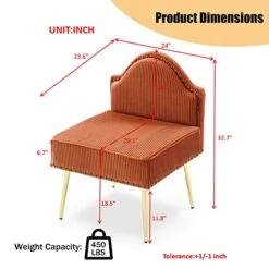 Homtique Velvet Loveseat & Accent Chair 3 Piece Set, Modern Upholstered Living Room Furniture Set, Armless Loveseat Settee With Gold Metal Legs, For Small Space, Bedroom, Apartment, Orange 17 Homtique Velvet Loveseat & Accent Chair 3 Piece Set, Modern Upholstered Living Room Furniture Set, Armless Loveseat Settee With Gold Metal Legs, For Small Space, Bedroom, Apartment, Orange -Best Furniture Store 41d2x5LNUXL